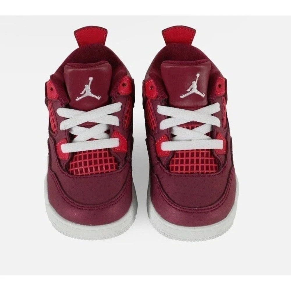 Kids Jordan 4 Retro Burgundy White Toddler Sneakers Shoes Size 7c